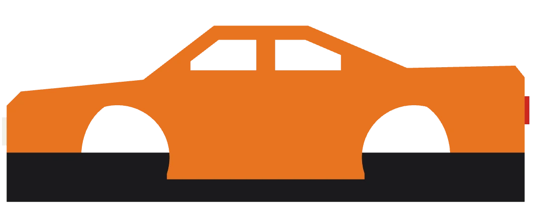 Side drawing of the orange sports coupe