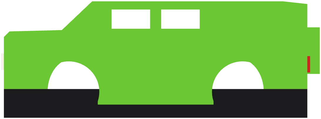Side drawing of the green off-roader
