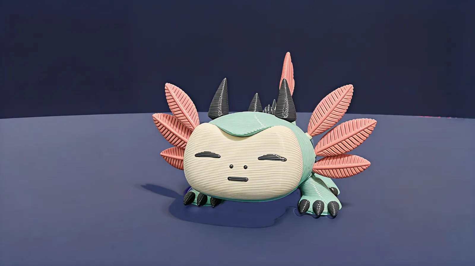 Mintfin wearing the sleepy face with closed eyes