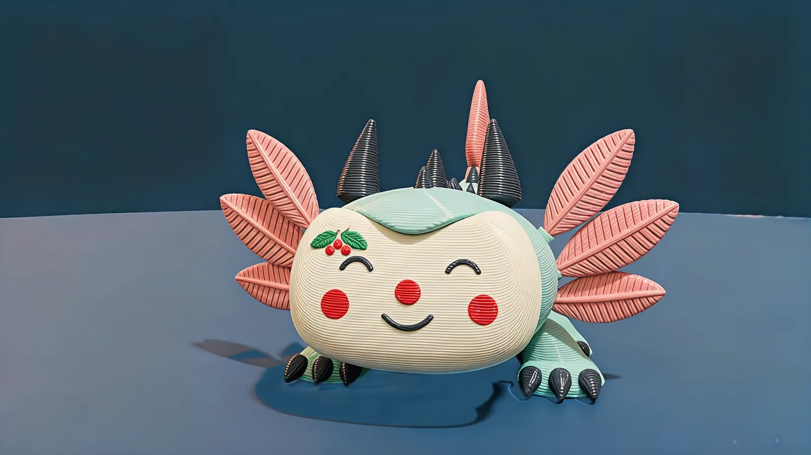 Mintfin wearing the holly face with rosy cheeks