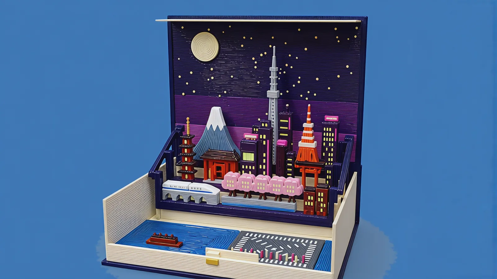 The open book with the Tokyo pack on its frames