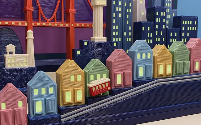 San Francisco painted houses and the Golden Gate in the open book