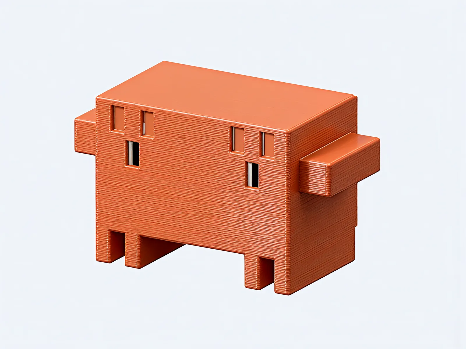 The crab from the front and to one side with both arms raised one row