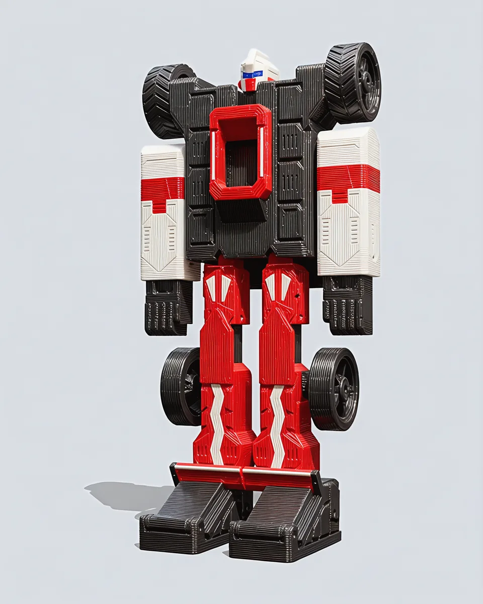 Racer Mecha in robot mode, seen from the front.