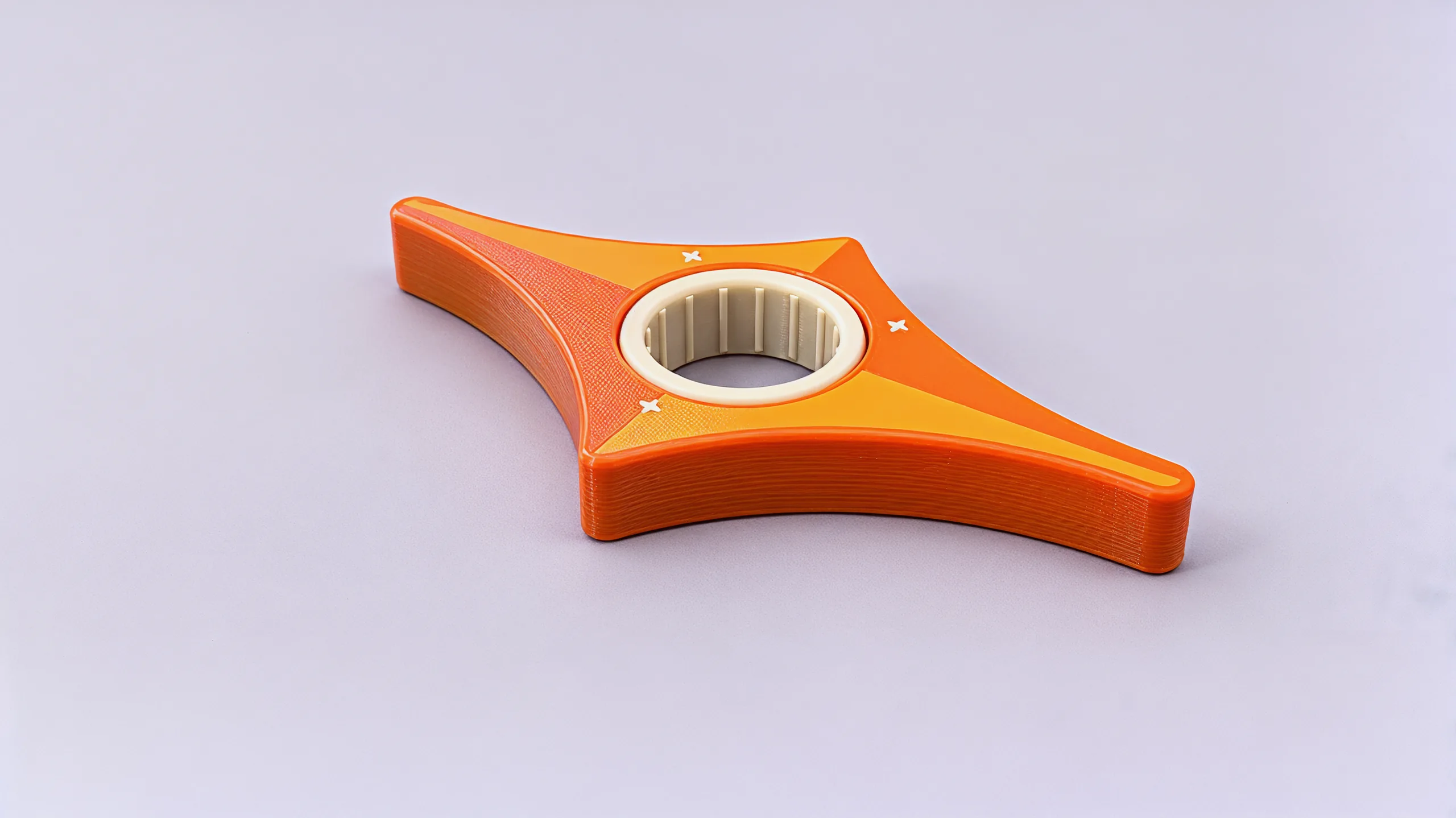The star at an angle: orange sides, gold and orange facets and the cream ring sitting level in its socket