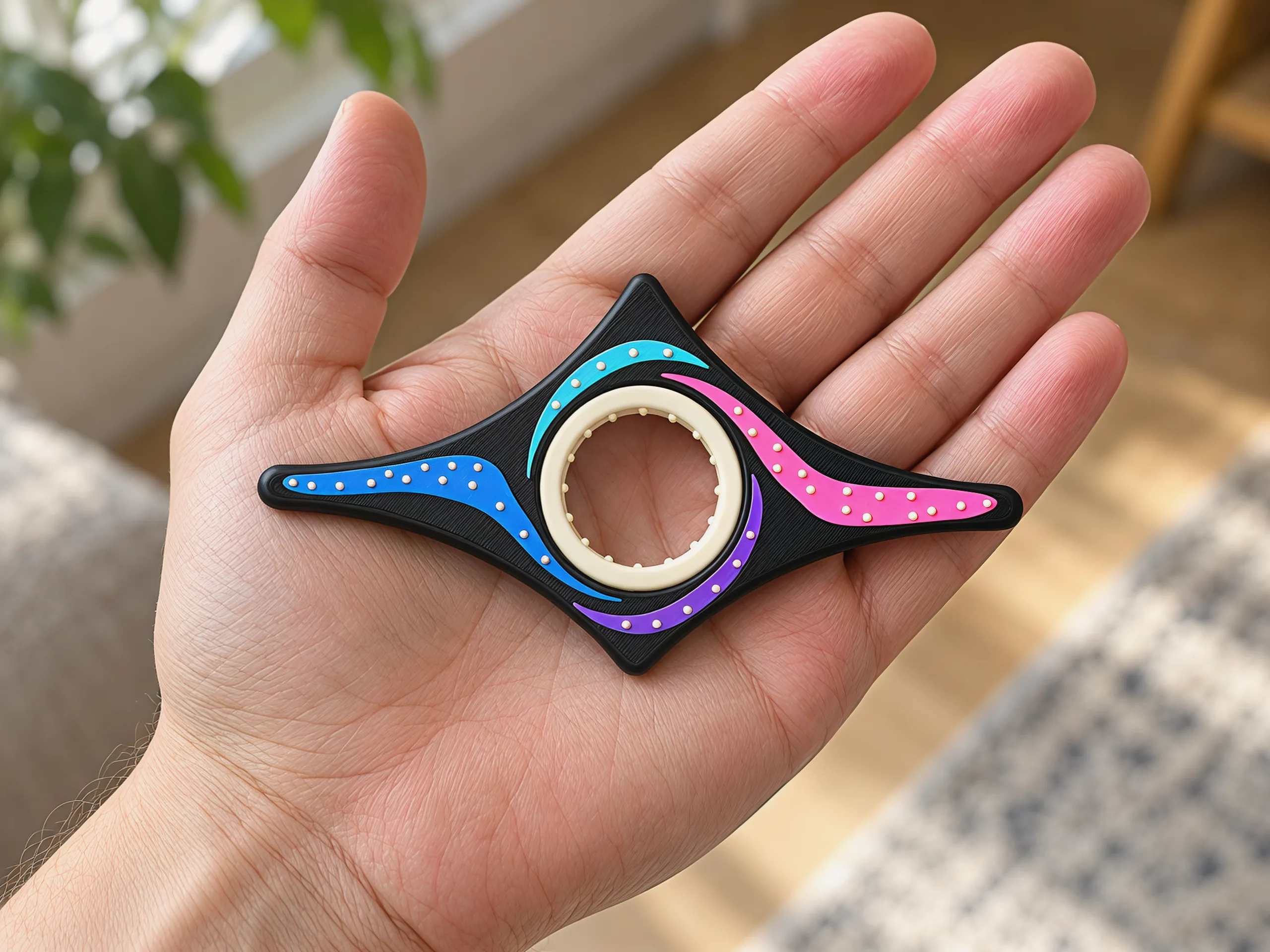 The holder resting in an open palm, about as long as the palm is wide